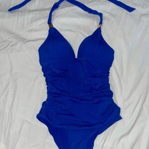 Victoria's Secret Blue One Piece Swimsuit Halter V-Neck